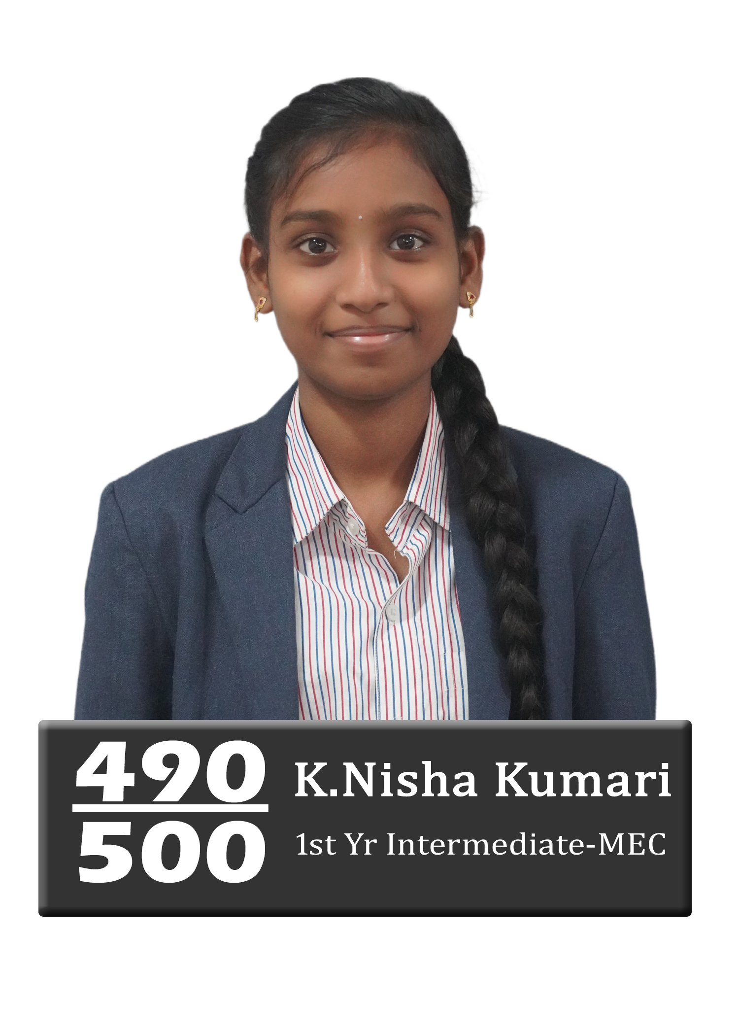 K.Nisha Kumari - 490/500 MEC Topper